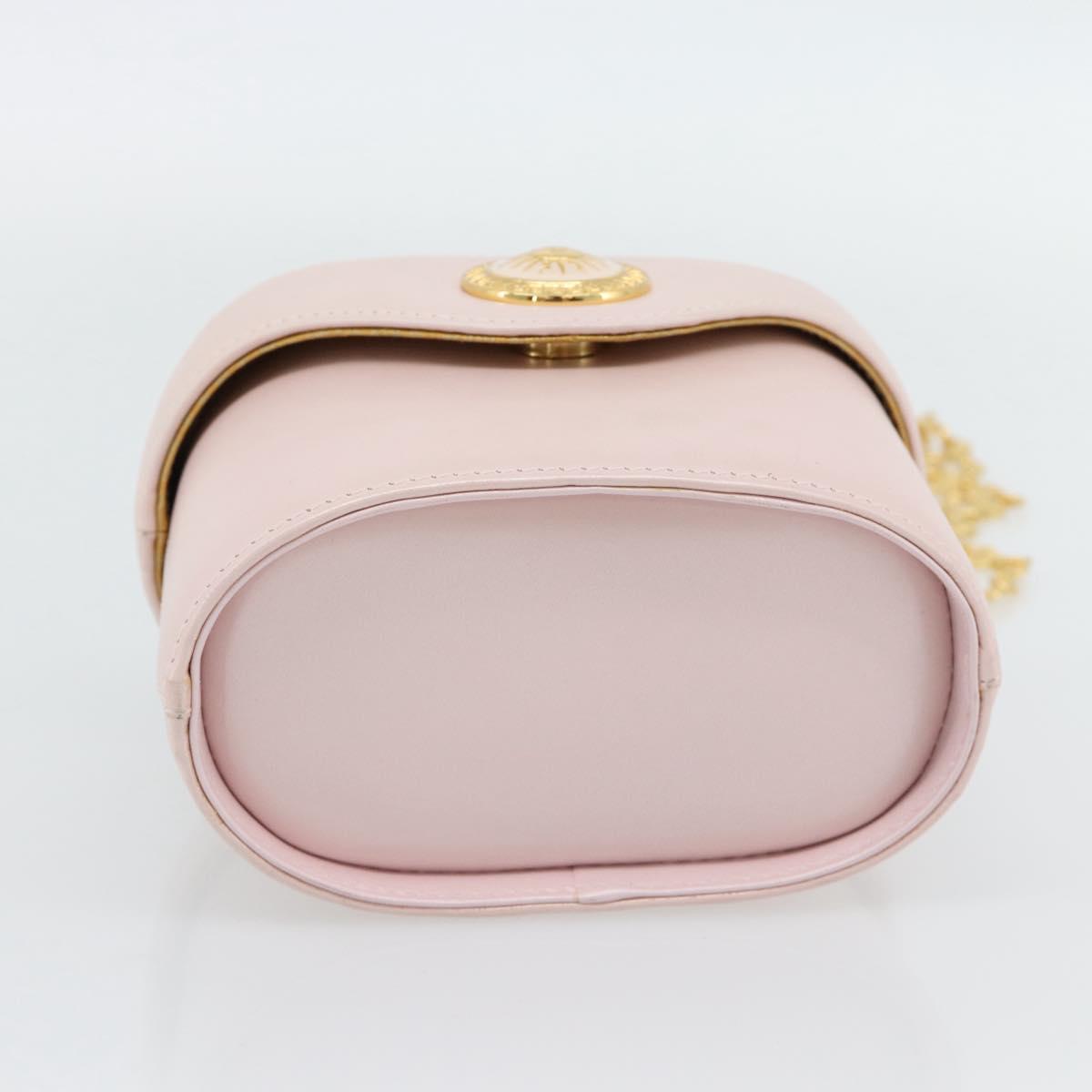 Gianni Versace Vanity Hand Bag Leather 2way Pink Gold Auth ka4553