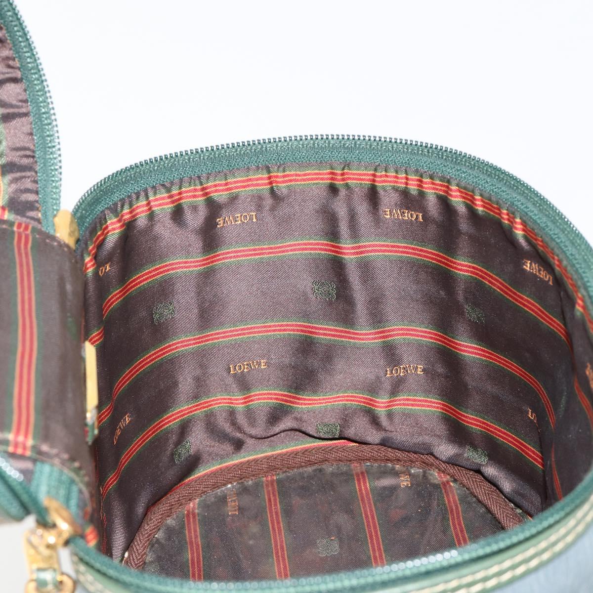 LOEWE Velazquez Hand Bag Suede Green Gold Auth ka4554A