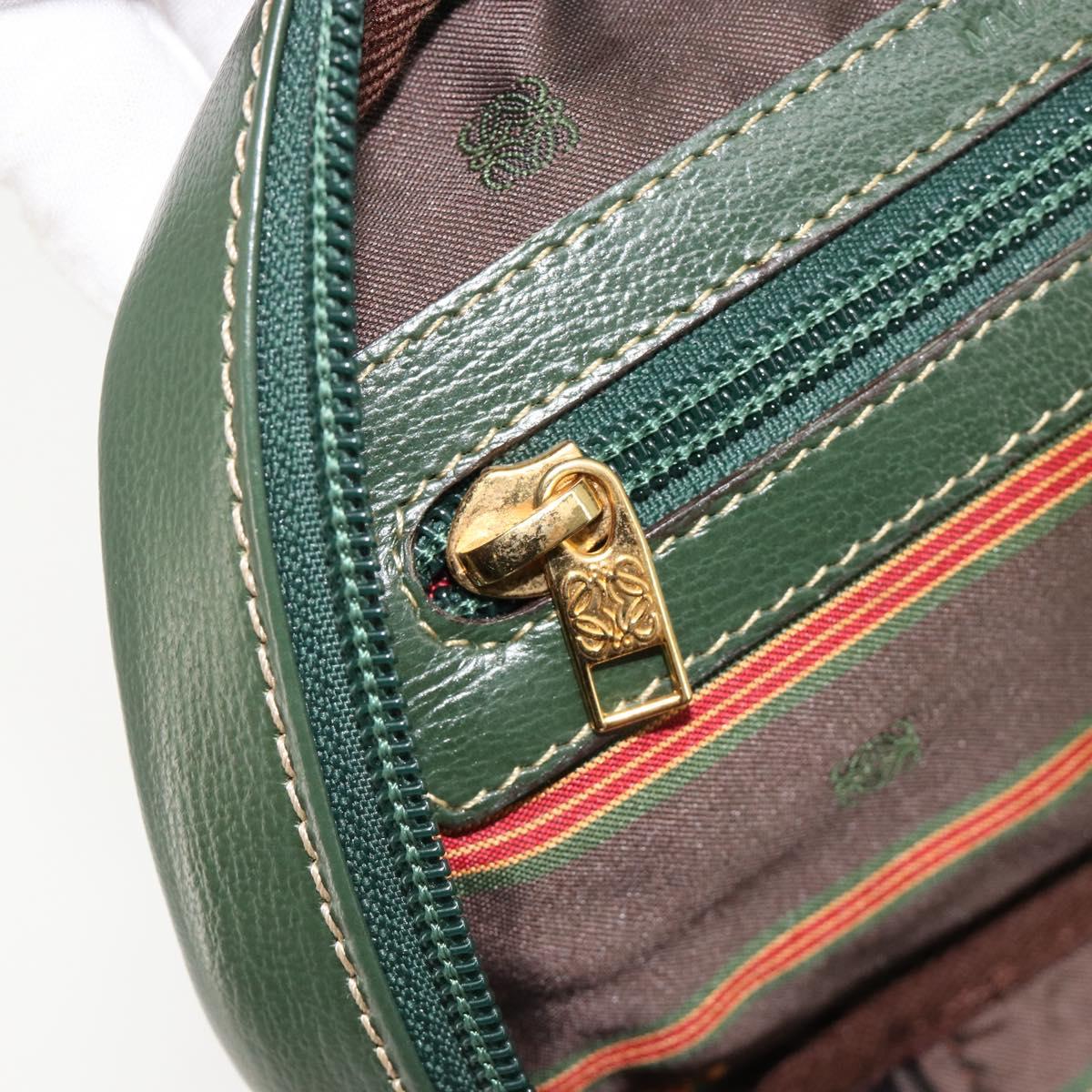 LOEWE Velazquez Hand Bag Suede Green Gold Auth ka4554A