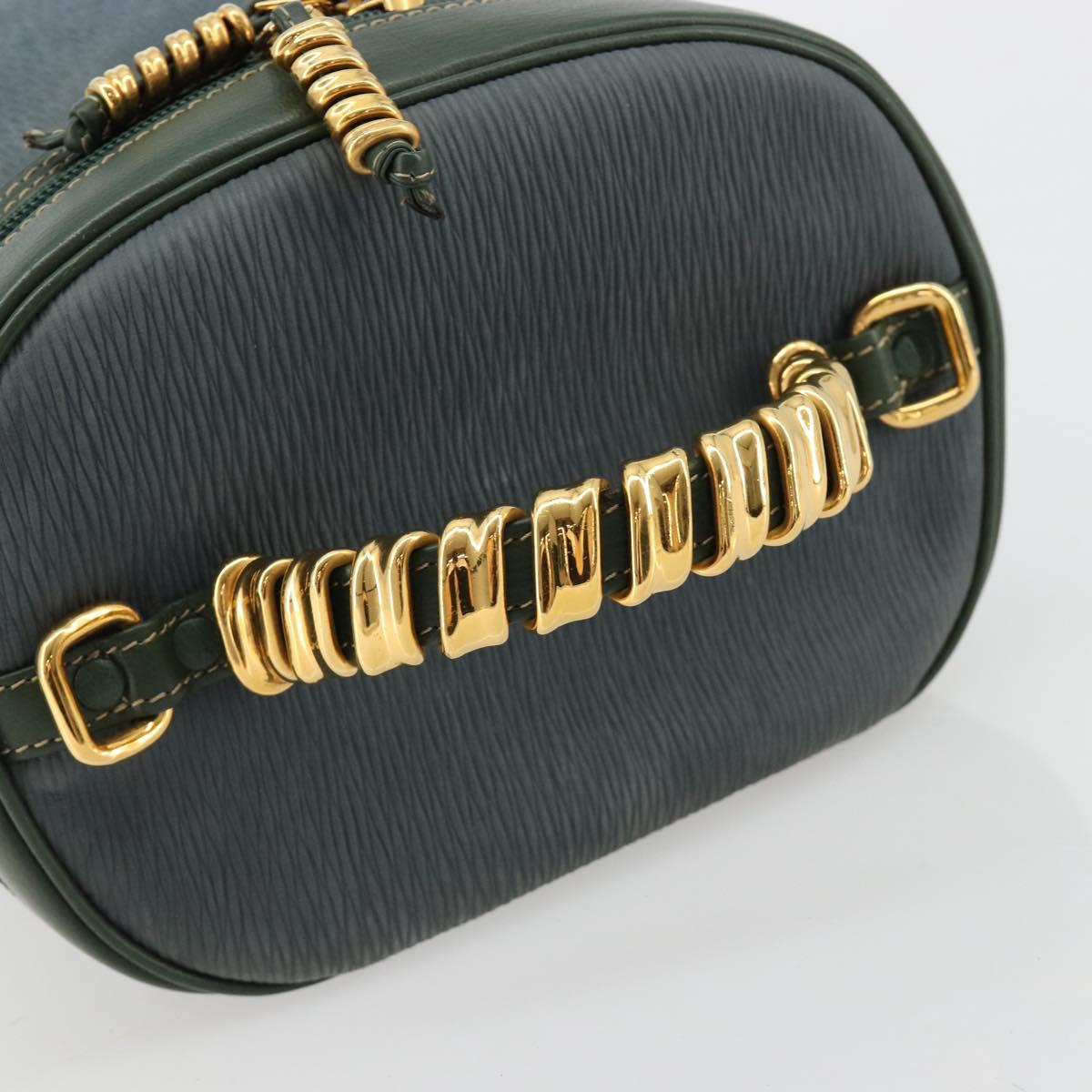 LOEWE Velazquez Hand Bag Suede Green Gold Auth ka4554A