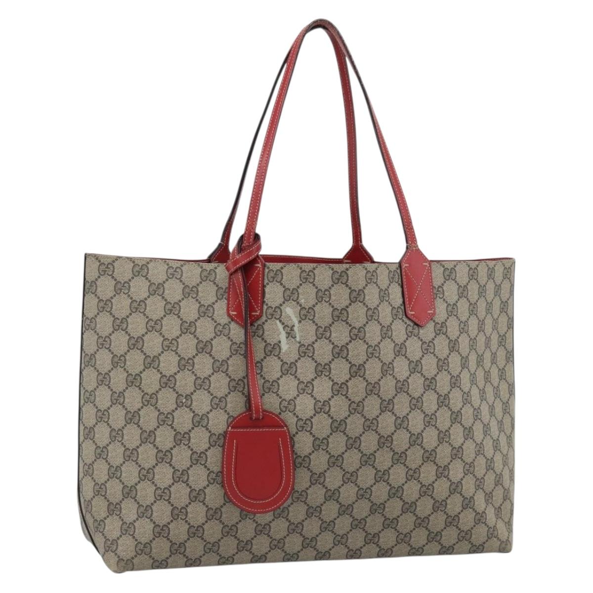 GUCCI GG Supreme Tote Bag PVC Beige Auth ka4557
