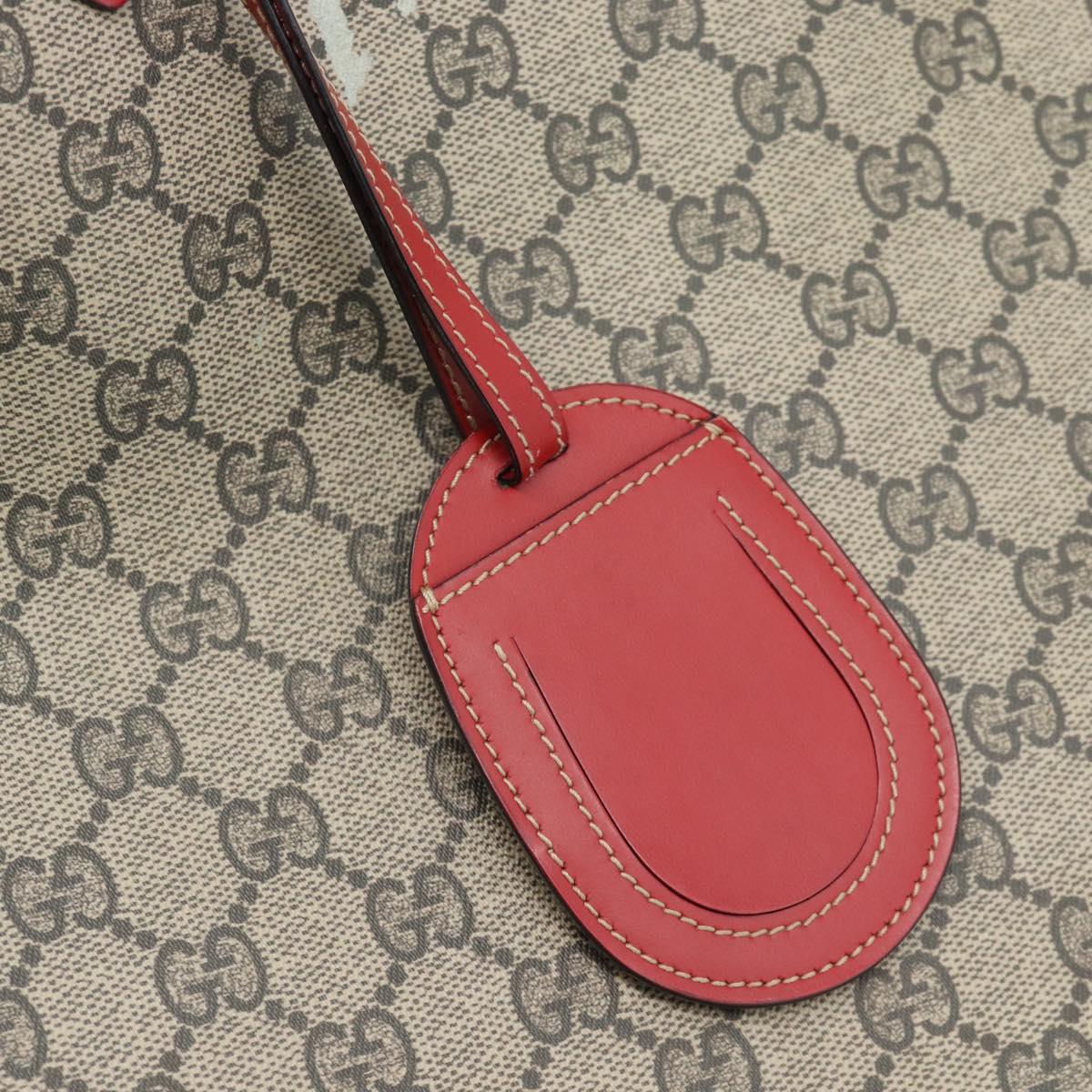 GUCCI GG Supreme Tote Bag PVC Beige Auth ka4557