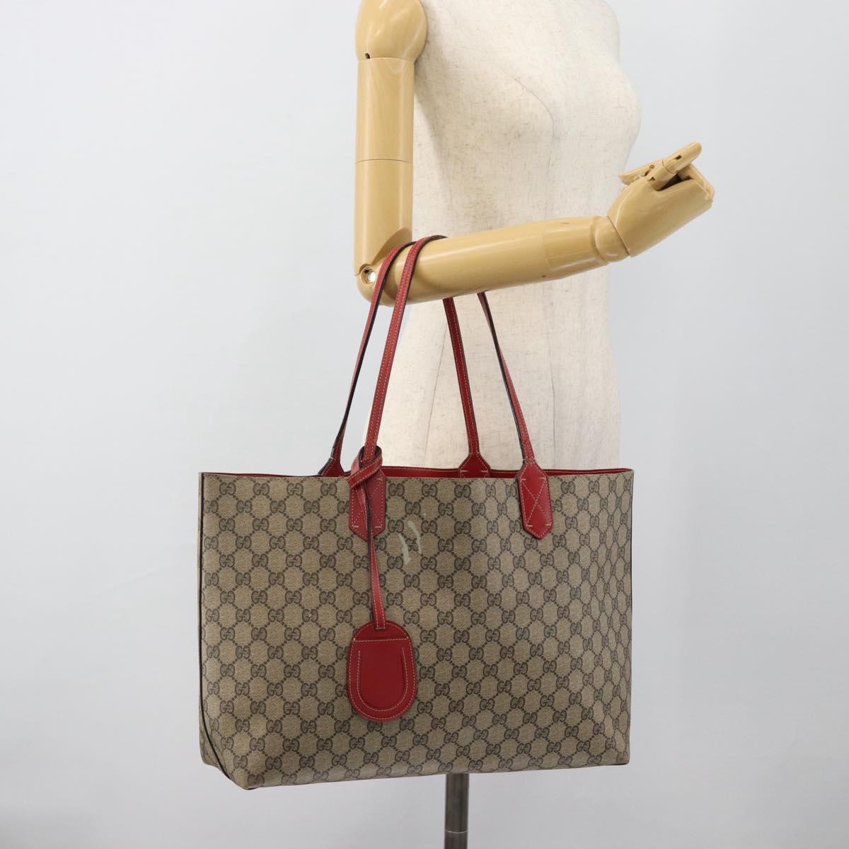 GUCCI GG Supreme Tote Bag PVC Beige Auth ka4557