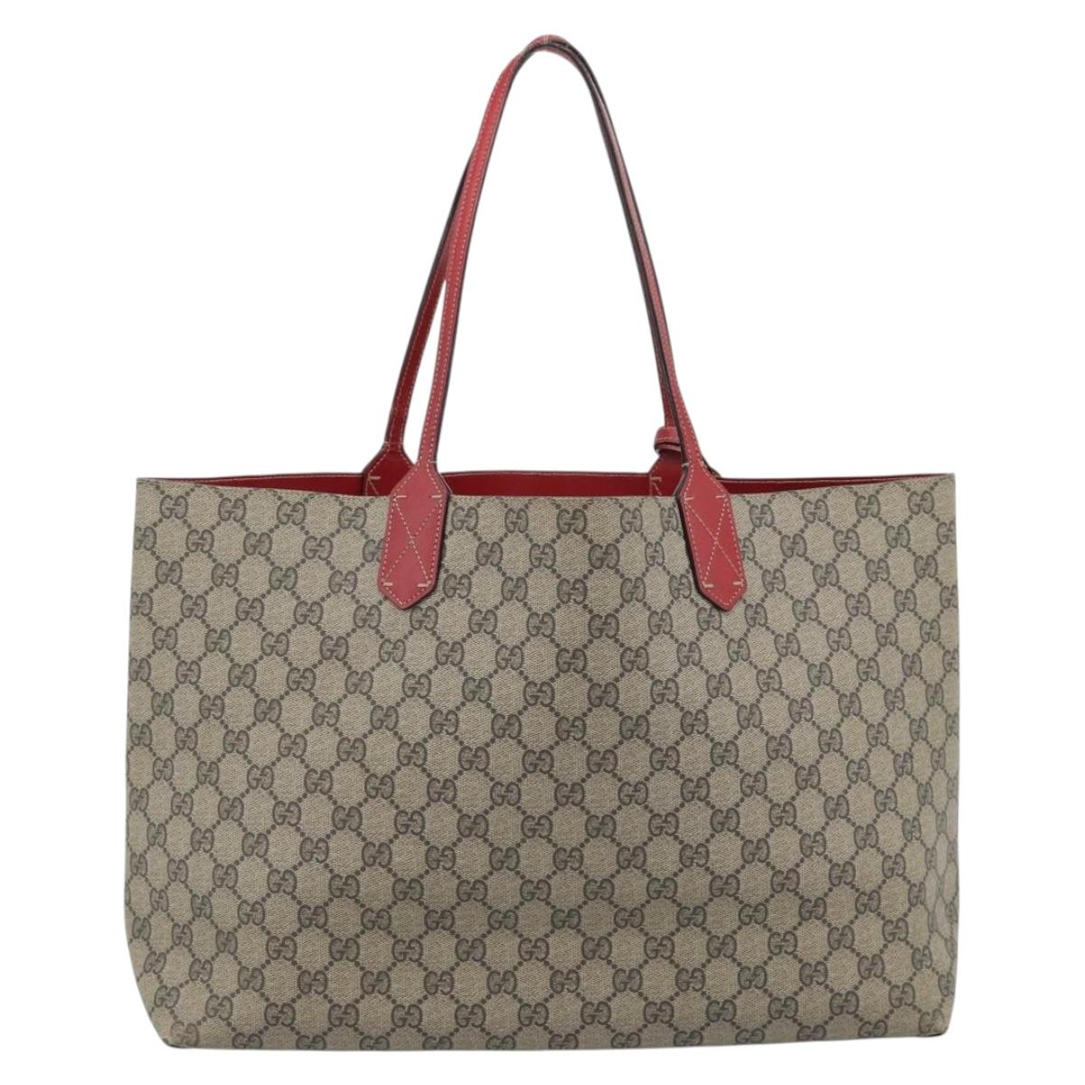 GUCCI GG Supreme Tote Bag PVC Beige Auth ka4557