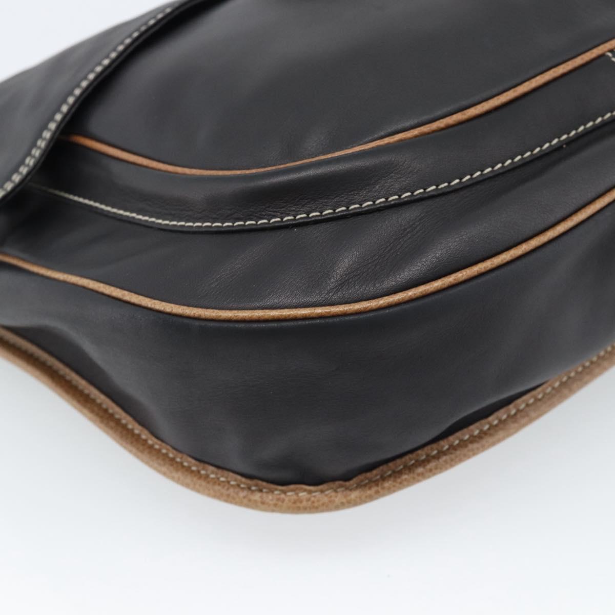 LOEWE Shoulder Bag Leather Black Silver Auth ka4560A