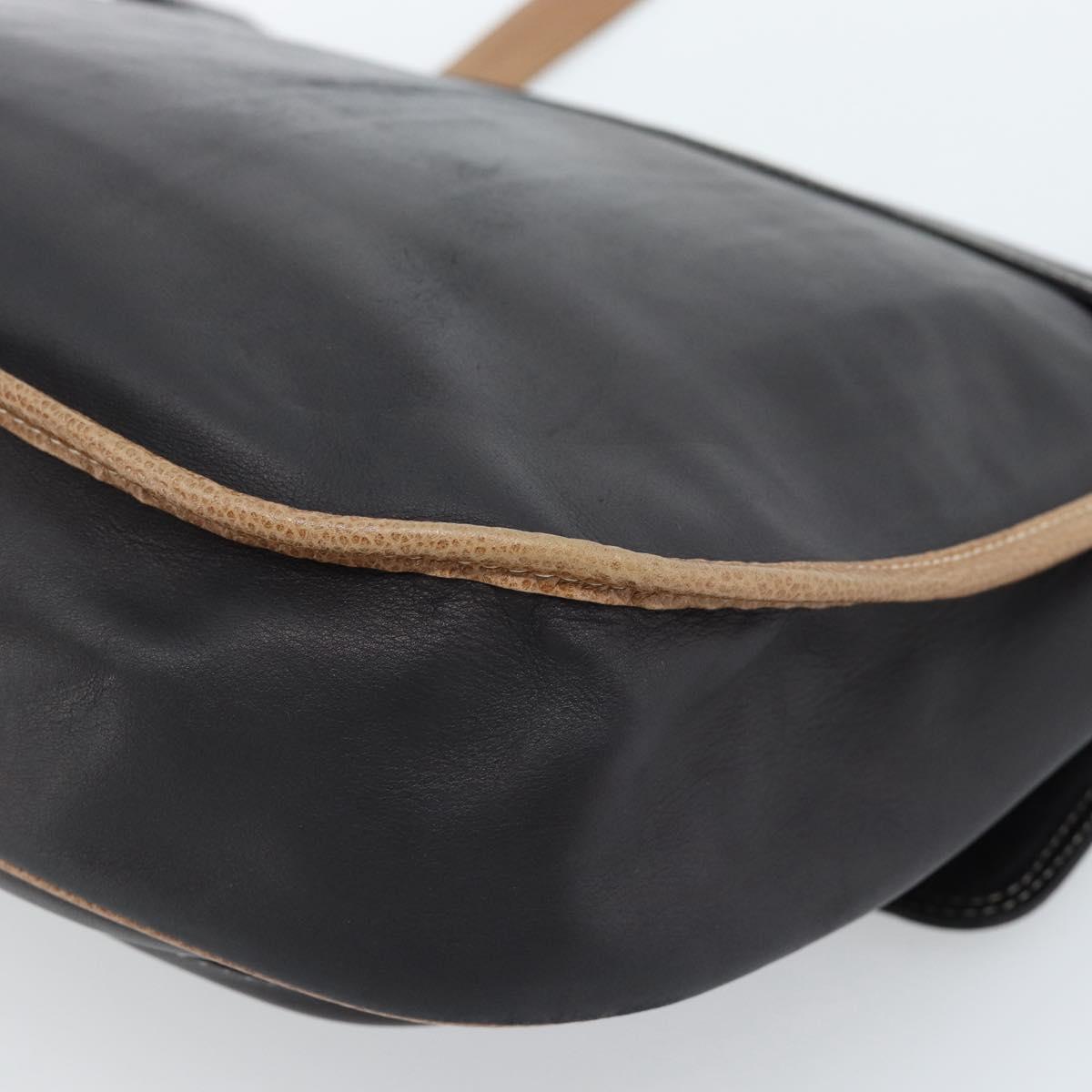 LOEWE Shoulder Bag Leather Black Silver Auth ka4560A