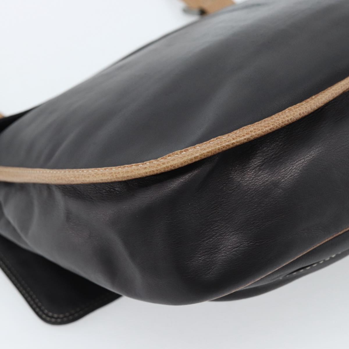 LOEWE Shoulder Bag Leather Black Silver Auth ka4560A