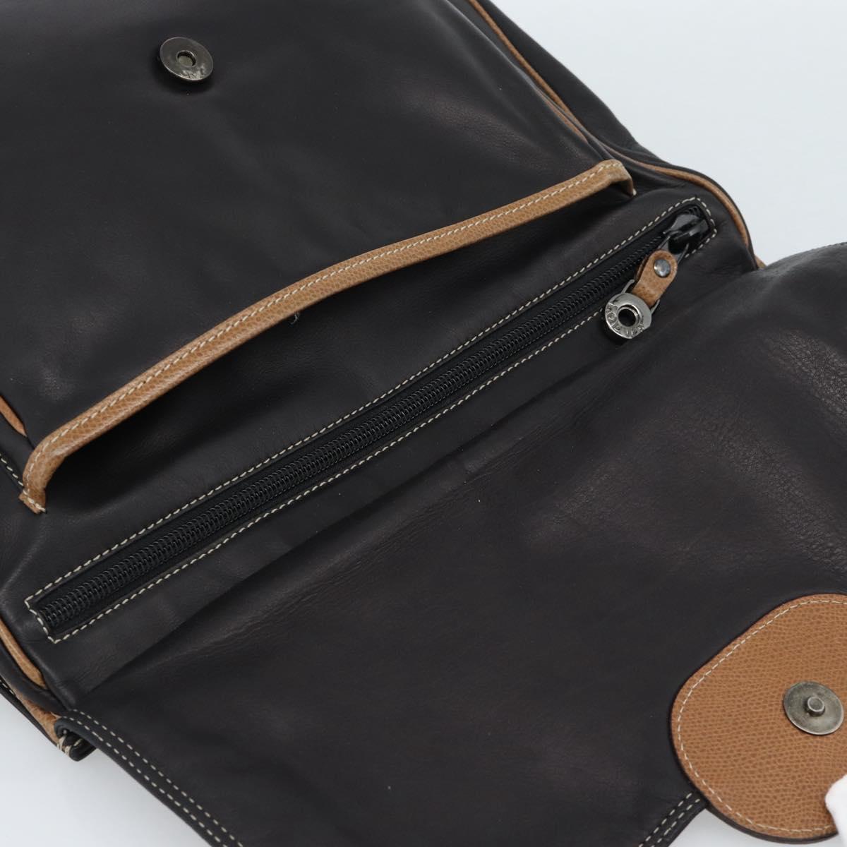 LOEWE Shoulder Bag Leather Black Silver Auth ka4560A