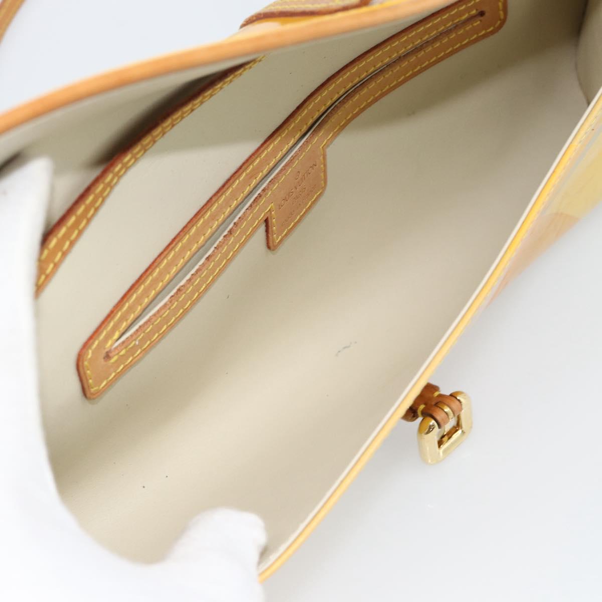 LOUIS VUITTON Monogram Vernis Pochette Fleur Bag Yellow M91118 LV Auth ka4561
