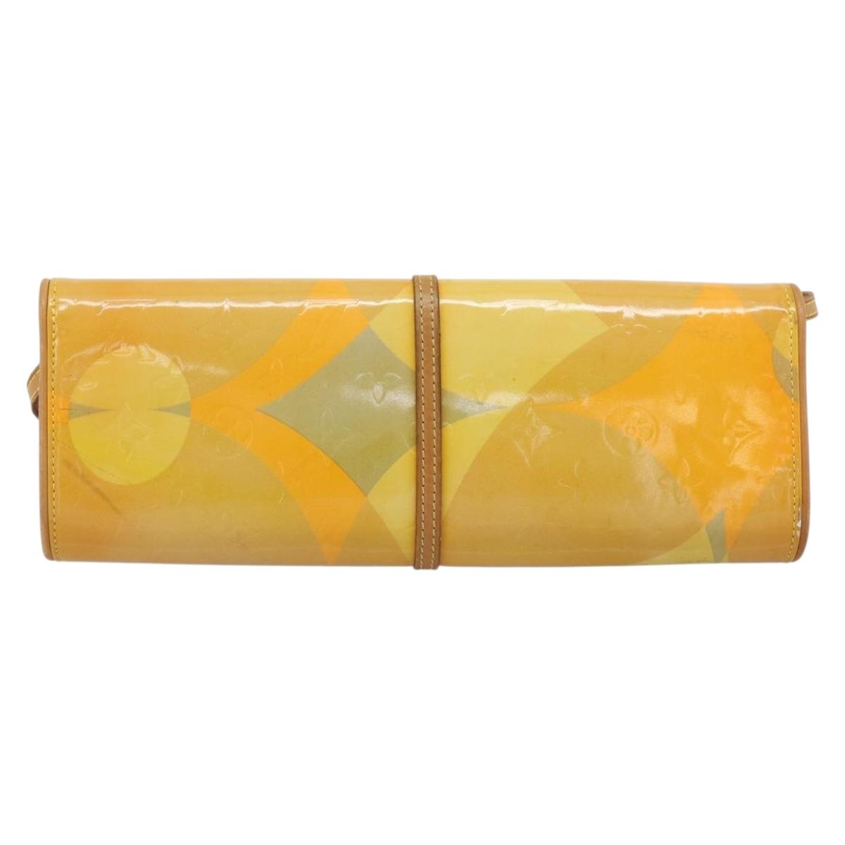 LOUIS VUITTON Monogram Vernis Pochette Fleur Bag Yellow M91118 LV Auth ka4561