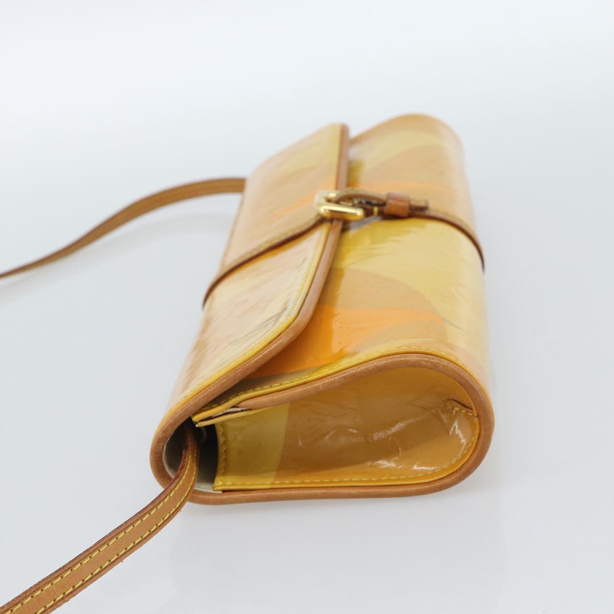 LOUIS VUITTON Monogram Vernis Pochette Fleur Bag Yellow M91118 LV Auth ka4561