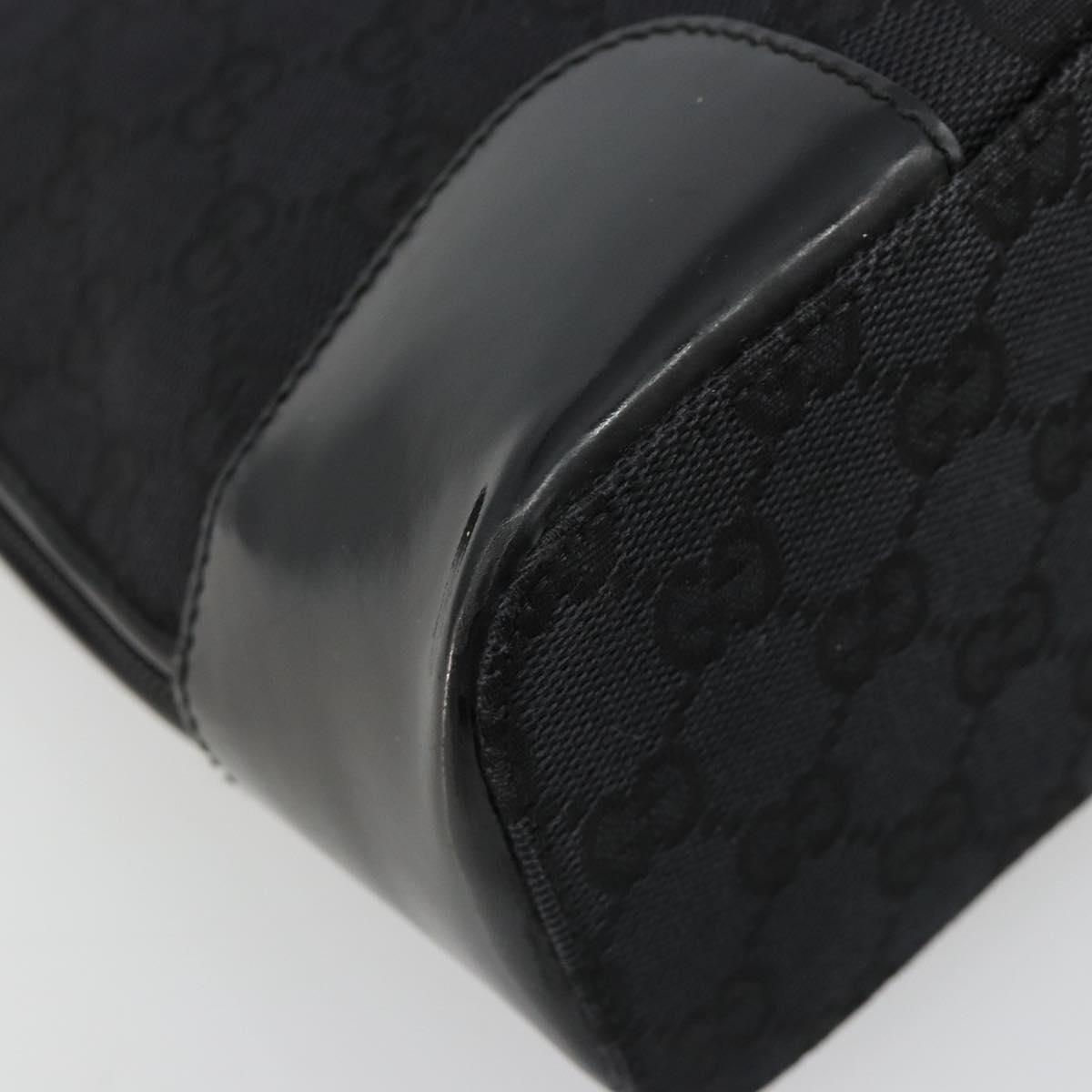 GUCCI GG Canvas Hand Bag Black Gold 002 1122 Auth ka4562