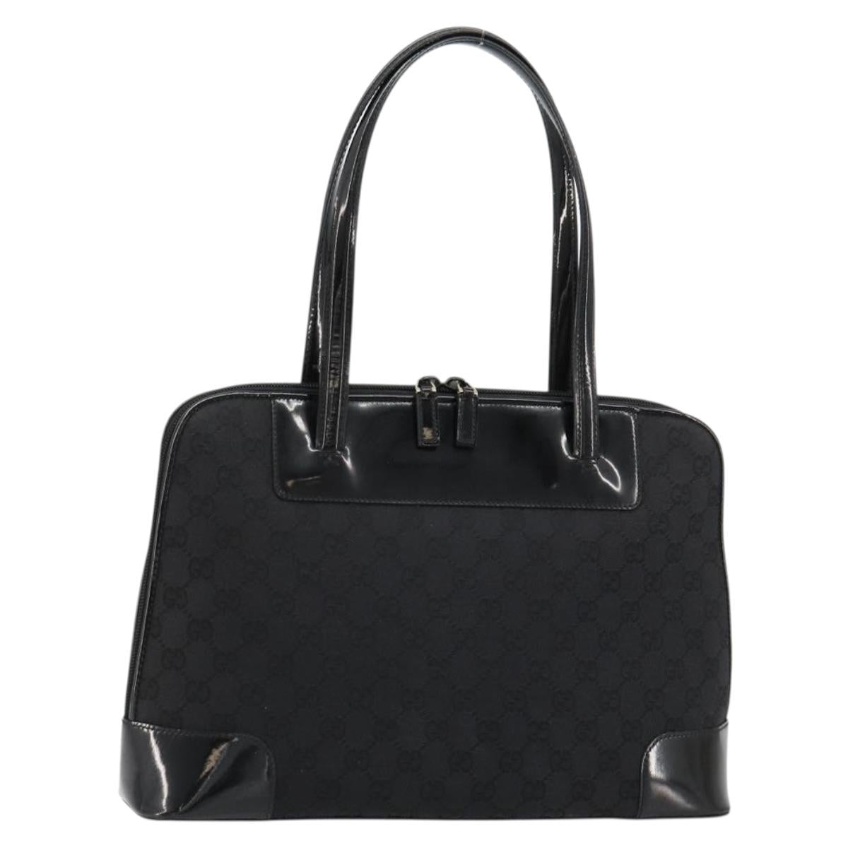 GUCCI GG Canvas Hand Bag Black Gold 002 1122 Auth ka4562