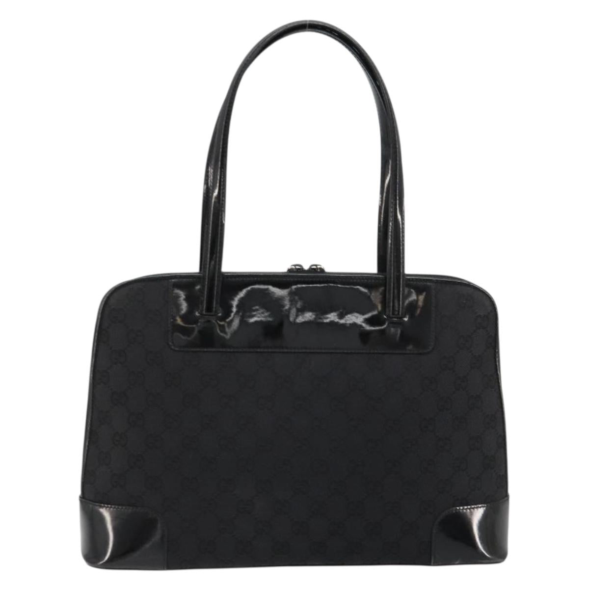 GUCCI GG Canvas Hand Bag Black Gold 002 1122 Auth ka4562