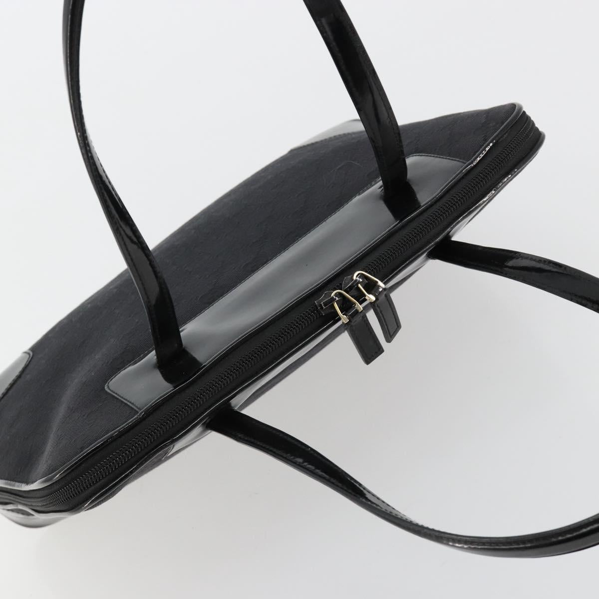 GUCCI GG Canvas Hand Bag Black Gold 002 1122 Auth ka4562