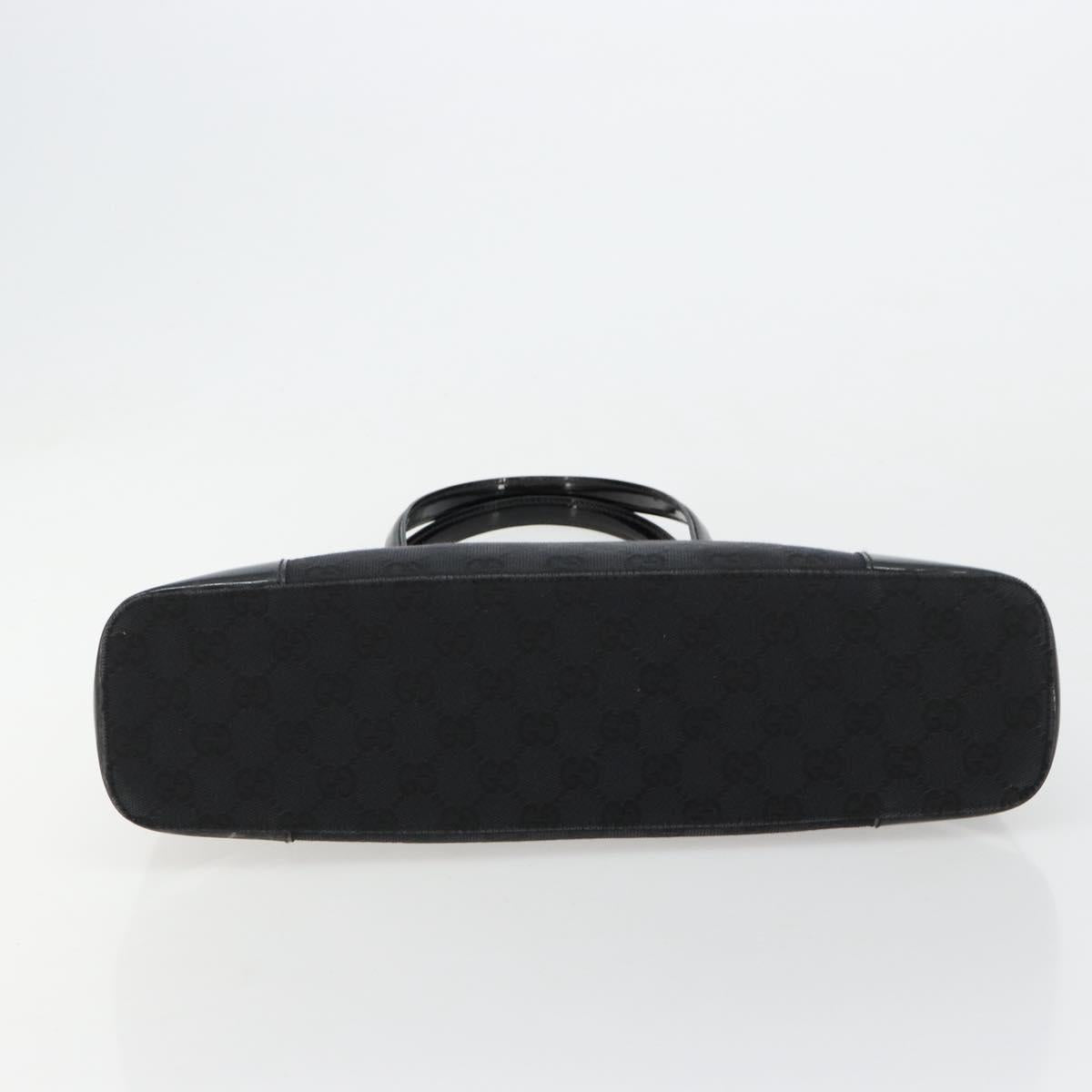 GUCCI GG Canvas Hand Bag Black Gold 002 1122 Auth ka4562