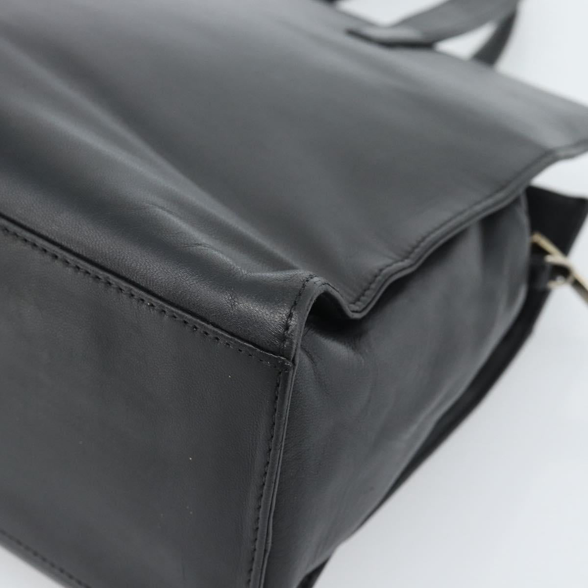 LOEWE Hand Bag Leather Black Silver Auth ka4565A
