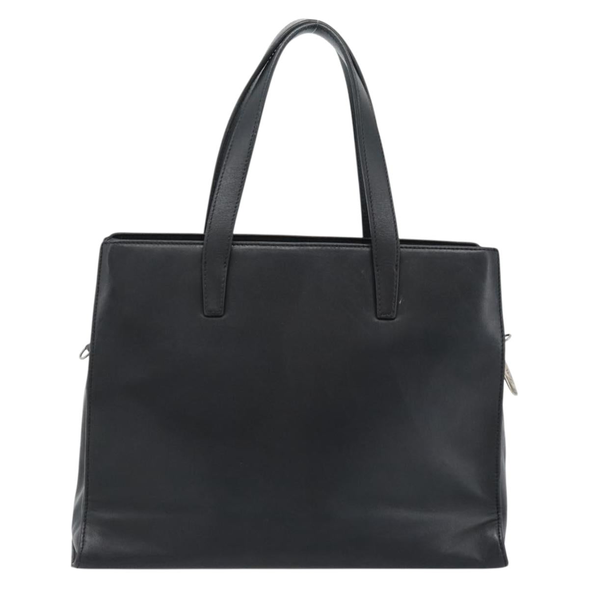LOEWE Hand Bag Leather Black Silver Auth ka4565A