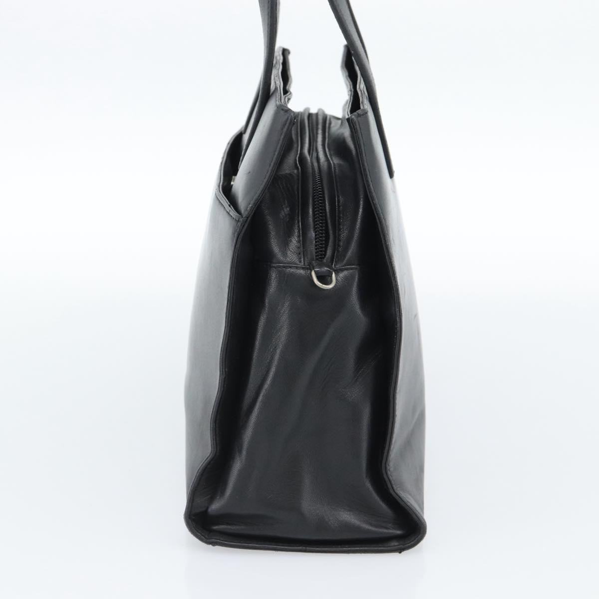 LOEWE Hand Bag Leather Black Silver Auth ka4565A