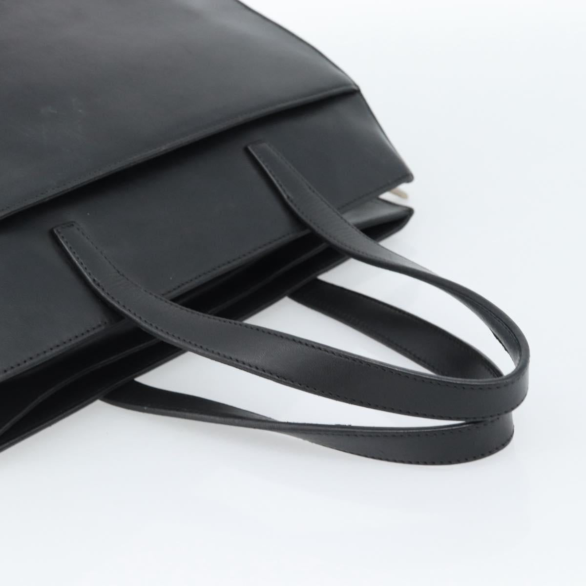 LOEWE Hand Bag Leather Black Silver Auth ka4565A