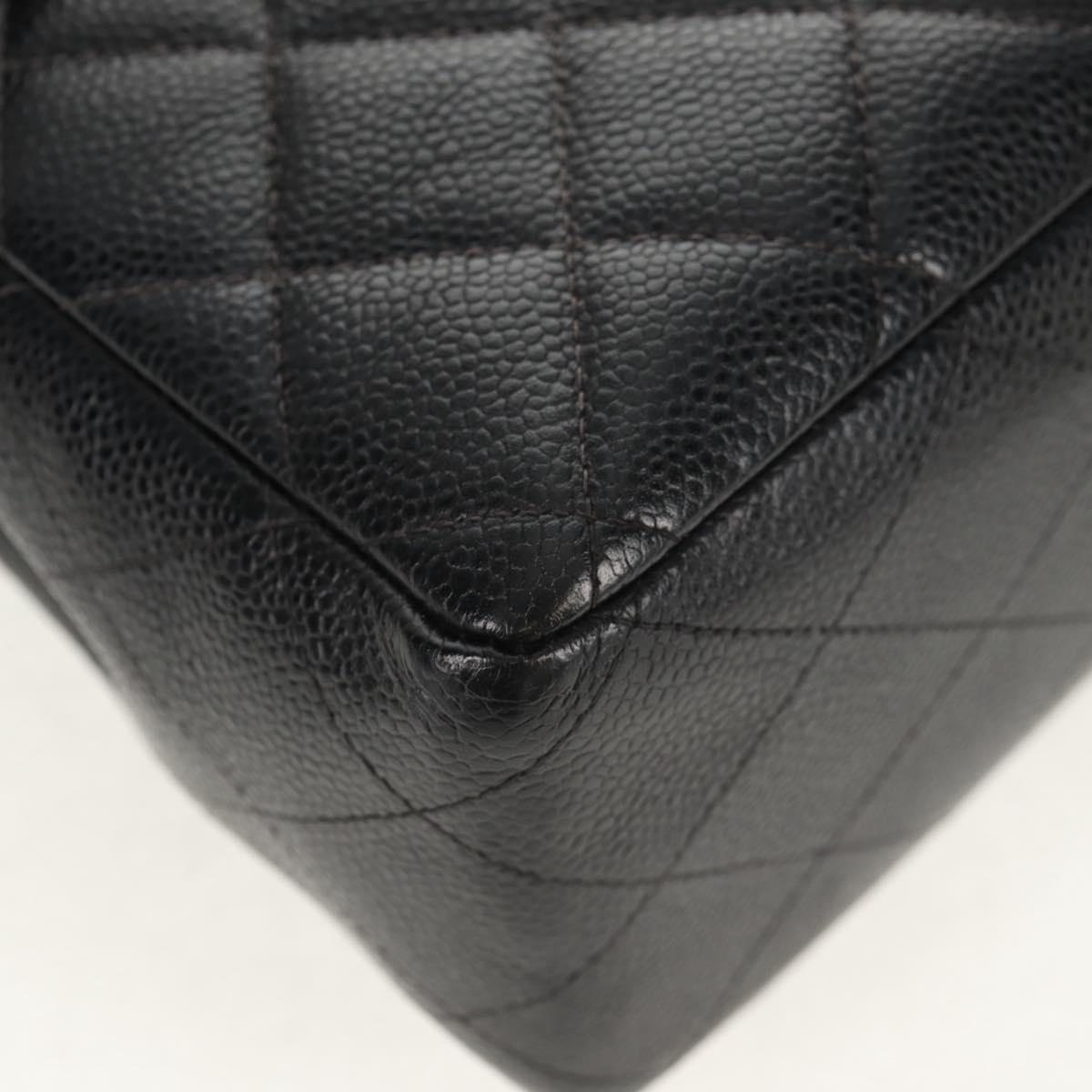 CHANEL Matelasse 30 Chain Shoulder Bag Caviar Skin Black Silver CC Auth ka456V