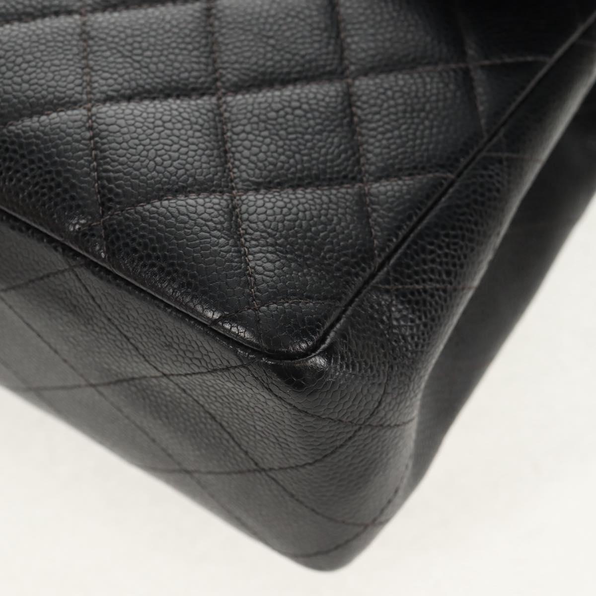 CHANEL Matelasse 30 Chain Shoulder Bag Caviar Skin Black Silver CC Auth ka456V