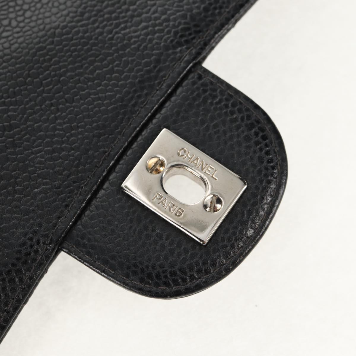 CHANEL Matelasse 30 Chain Shoulder Bag Caviar Skin Black Silver CC Auth ka456V