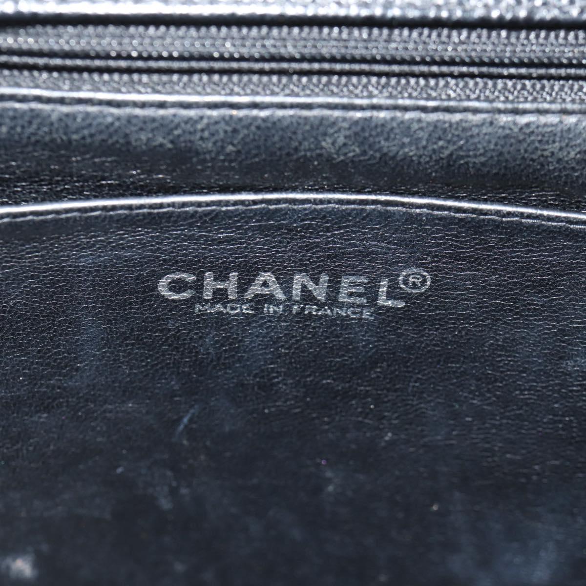 CHANEL Matelasse 30 Chain Shoulder Bag Caviar Skin Black Silver CC Auth ka456V