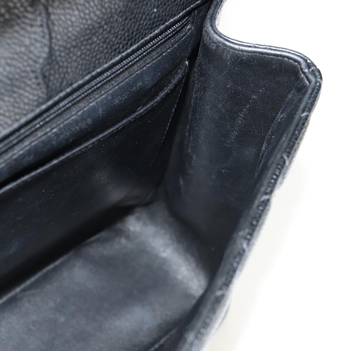 CHANEL Matelasse 30 Chain Shoulder Bag Caviar Skin Black Silver CC Auth ka456V