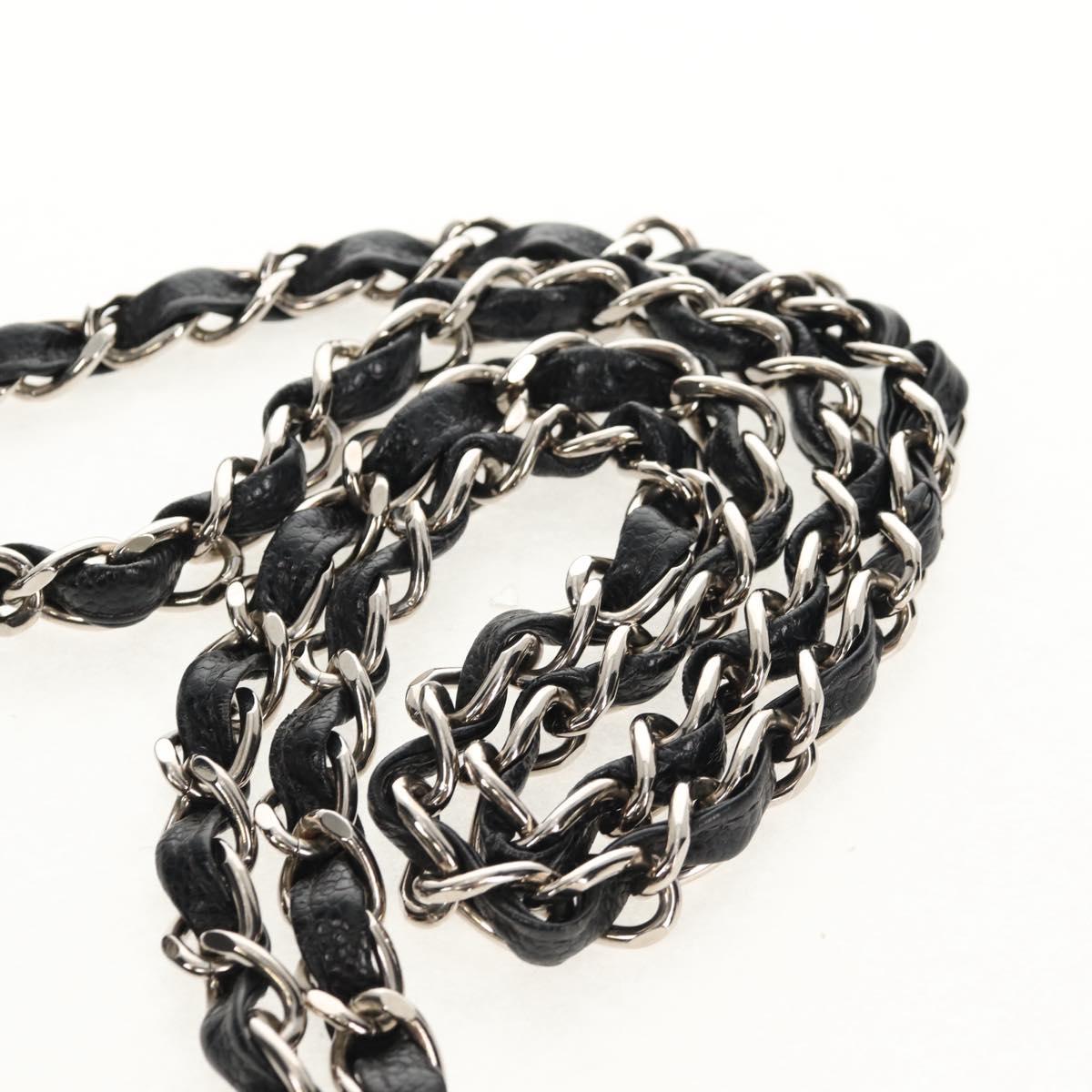 CHANEL Matelasse 30 Chain Shoulder Bag Caviar Skin Black Silver CC Auth ka456V