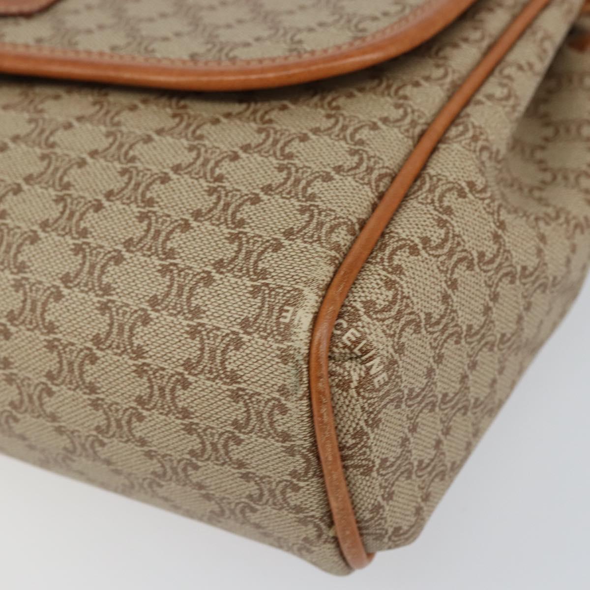 CELINE Macadam Canvas Shoulder Bag PVC Beige Gold Auth ka457