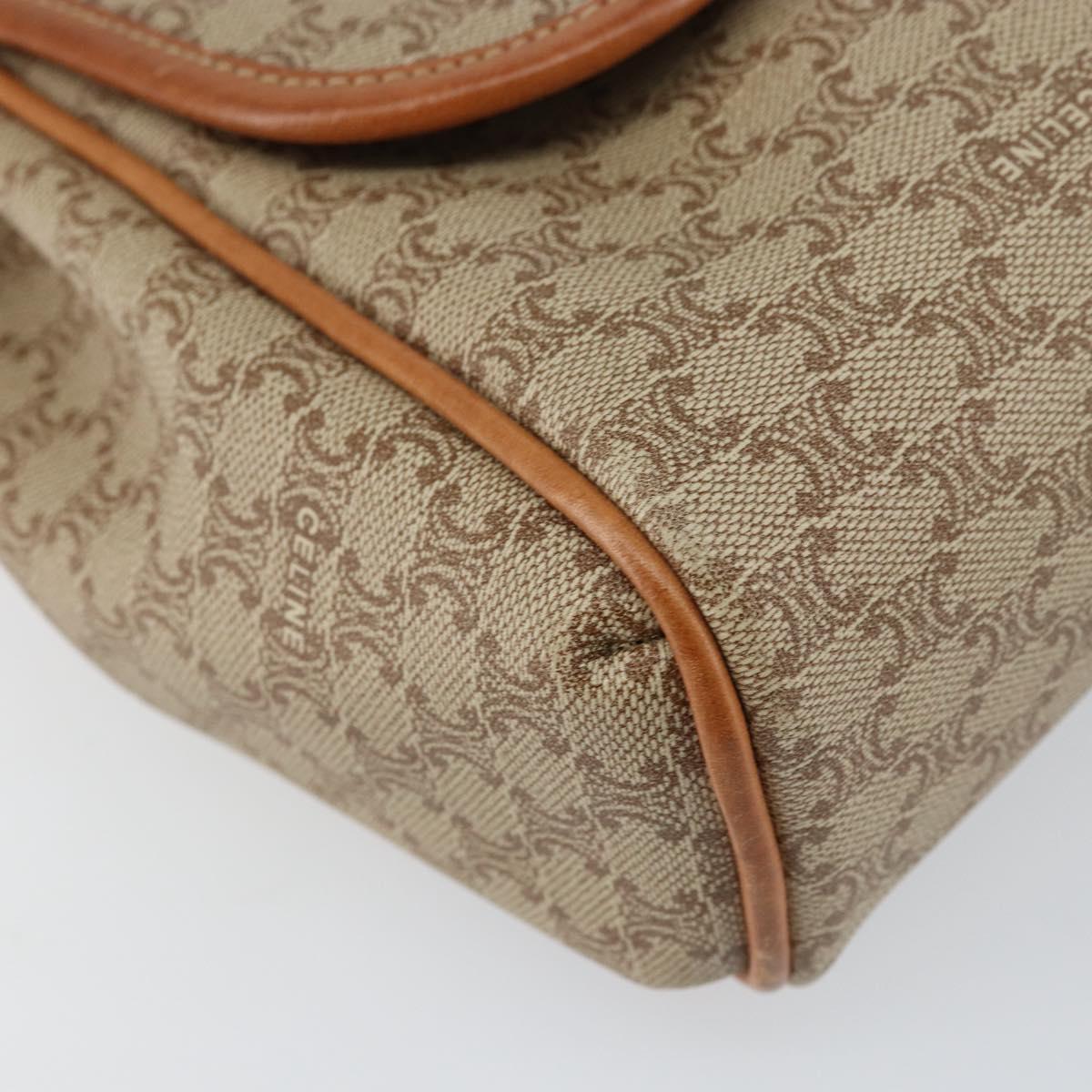 CELINE Macadam Canvas Shoulder Bag PVC Beige Gold Auth ka457