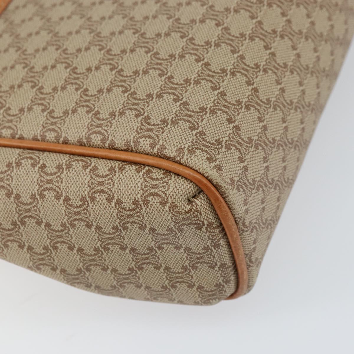 CELINE Macadam Canvas Shoulder Bag PVC Beige Gold Auth ka457