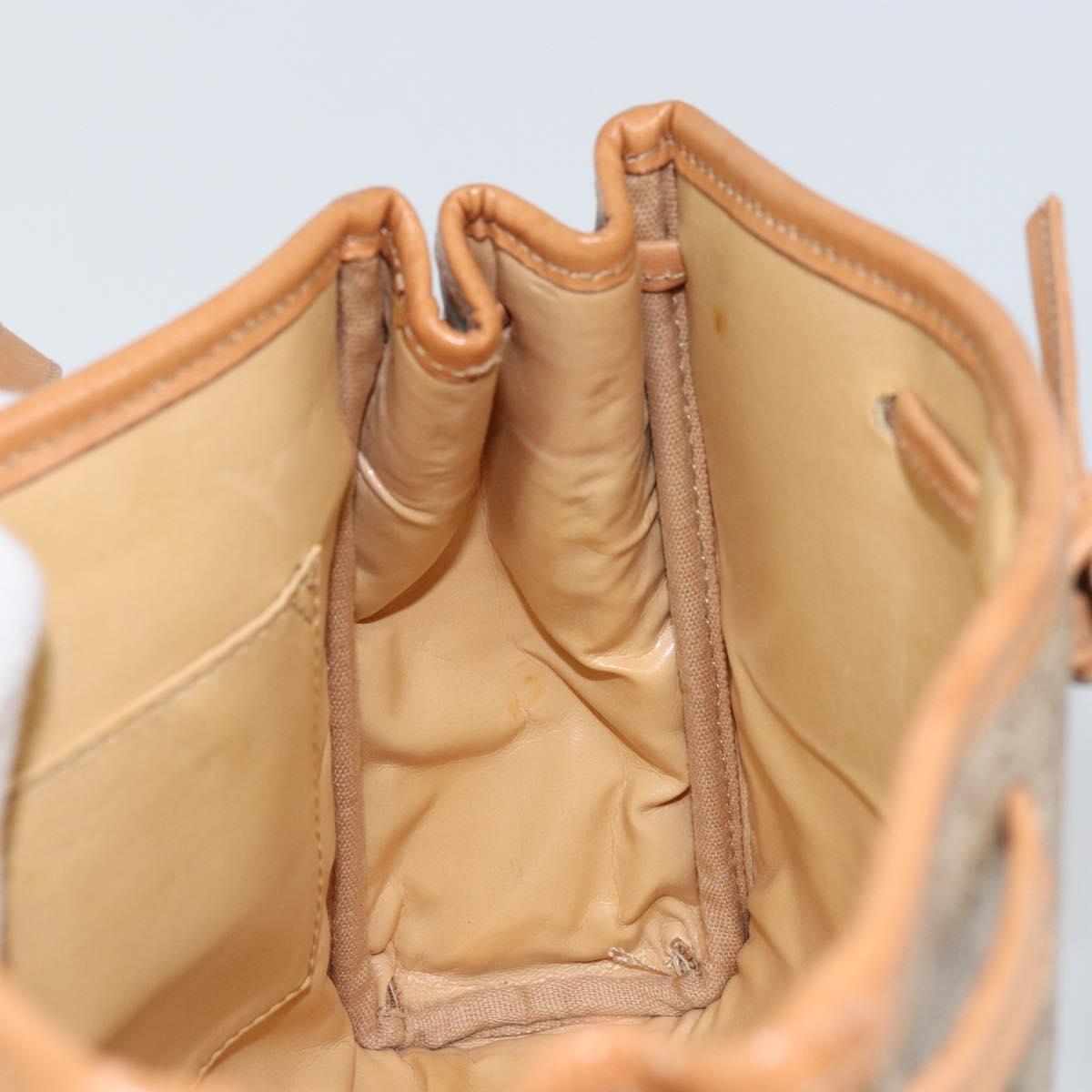 CELINE Macadam Canvas Shoulder Bag PVC Beige Gold Auth ka457