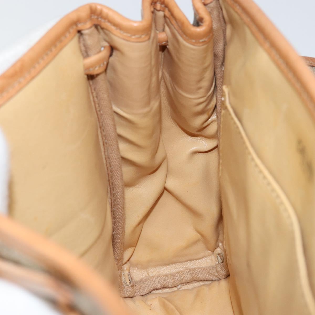 CELINE Macadam Canvas Shoulder Bag PVC Beige Gold Auth ka457