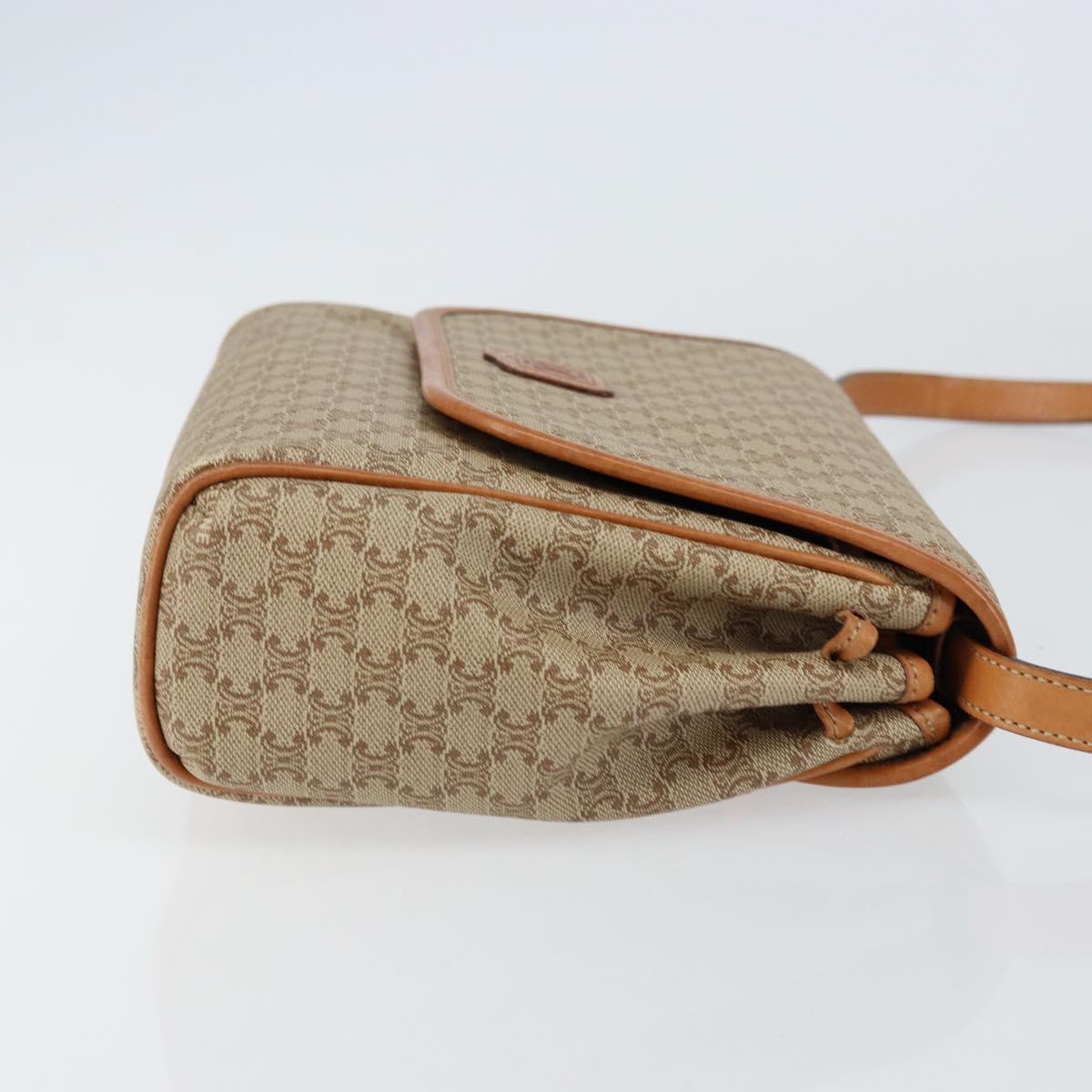 CELINE Macadam Canvas Shoulder Bag PVC Beige Gold Auth ka457