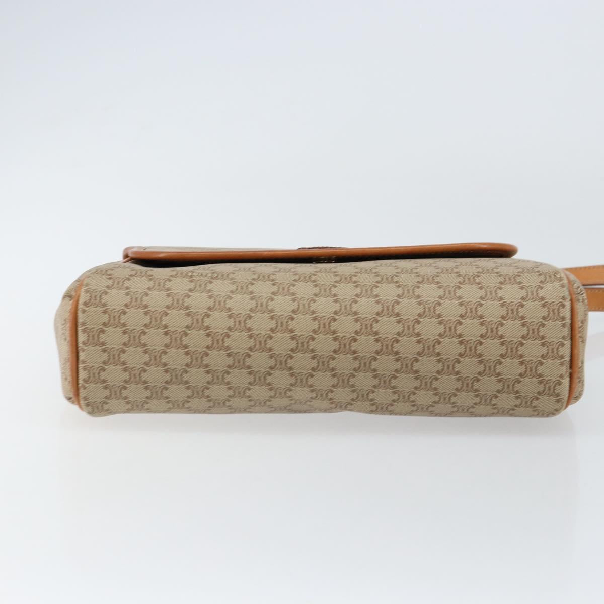 CELINE Macadam Canvas Shoulder Bag PVC Beige Gold Auth ka457