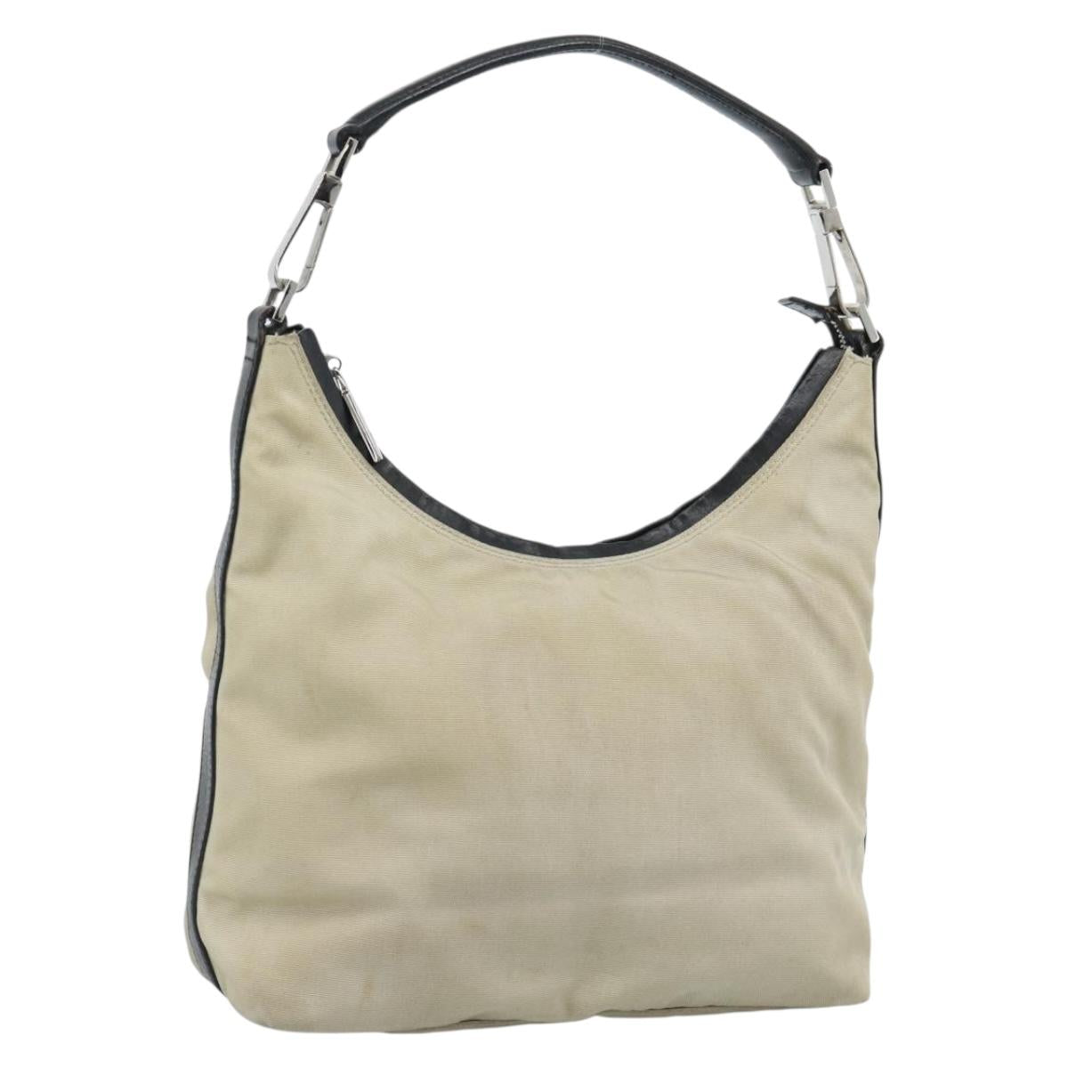 GUCCI Hand Bag Canvas Leather Beige Silver 000 0602 Auth ka4572