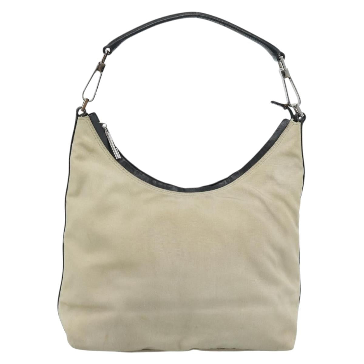 GUCCI Hand Bag Canvas Leather Beige Silver 000 0602 Auth ka4572