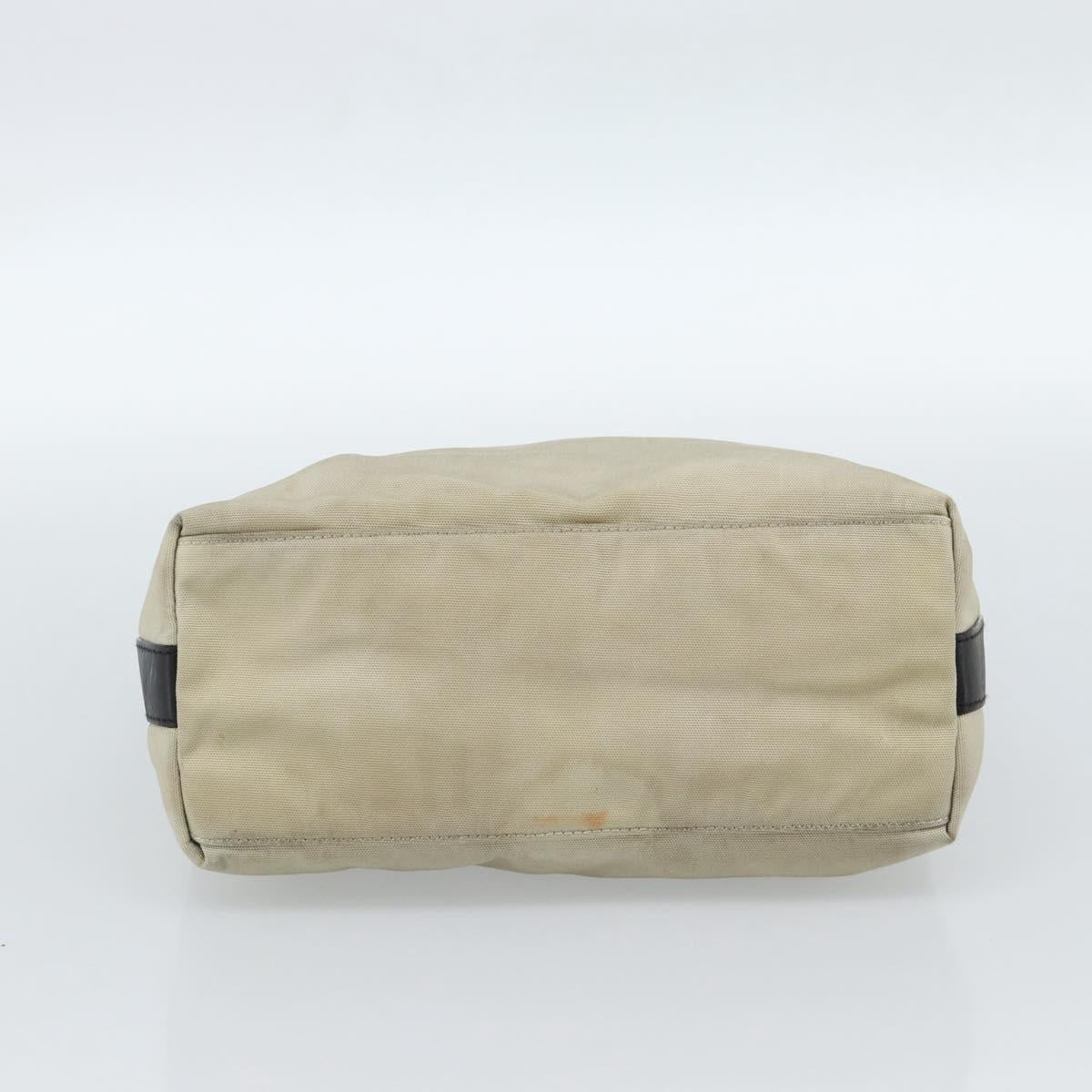 GUCCI Hand Bag Canvas Leather Beige Silver 000 0602 Auth ka4572