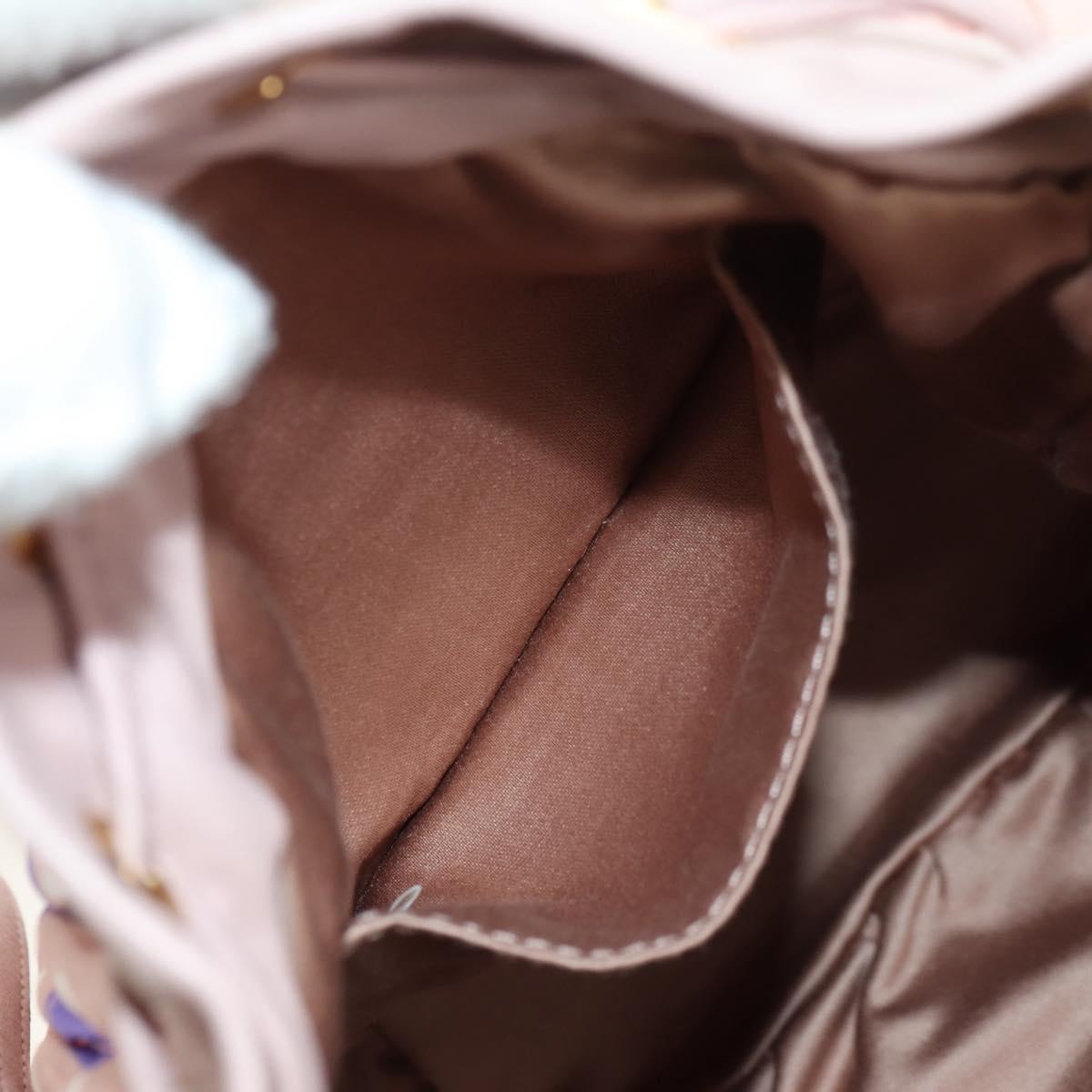 Miu Miu Shoulder Bag Canvas Leather Pink Gold Auth ka4573M