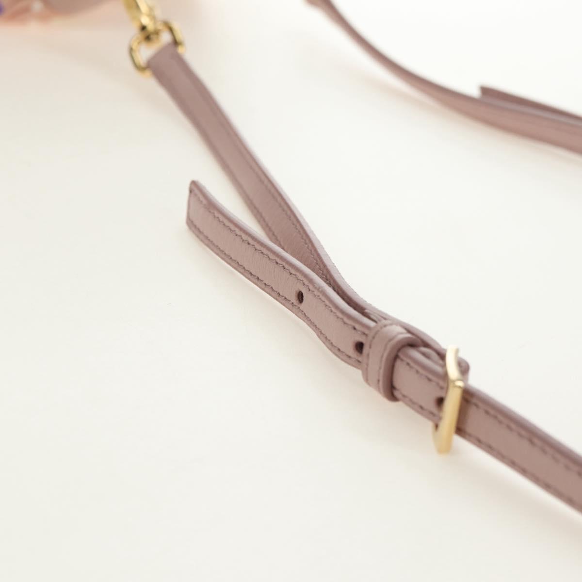 Miu Miu Shoulder Bag Canvas Leather Pink Gold Auth ka4573M