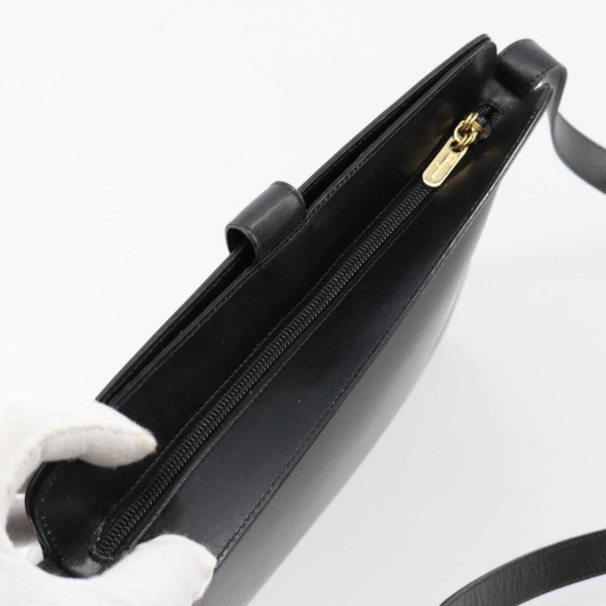 Salvatore Ferragamo Shoulder Bag Leather Black Gold Auth ka4575