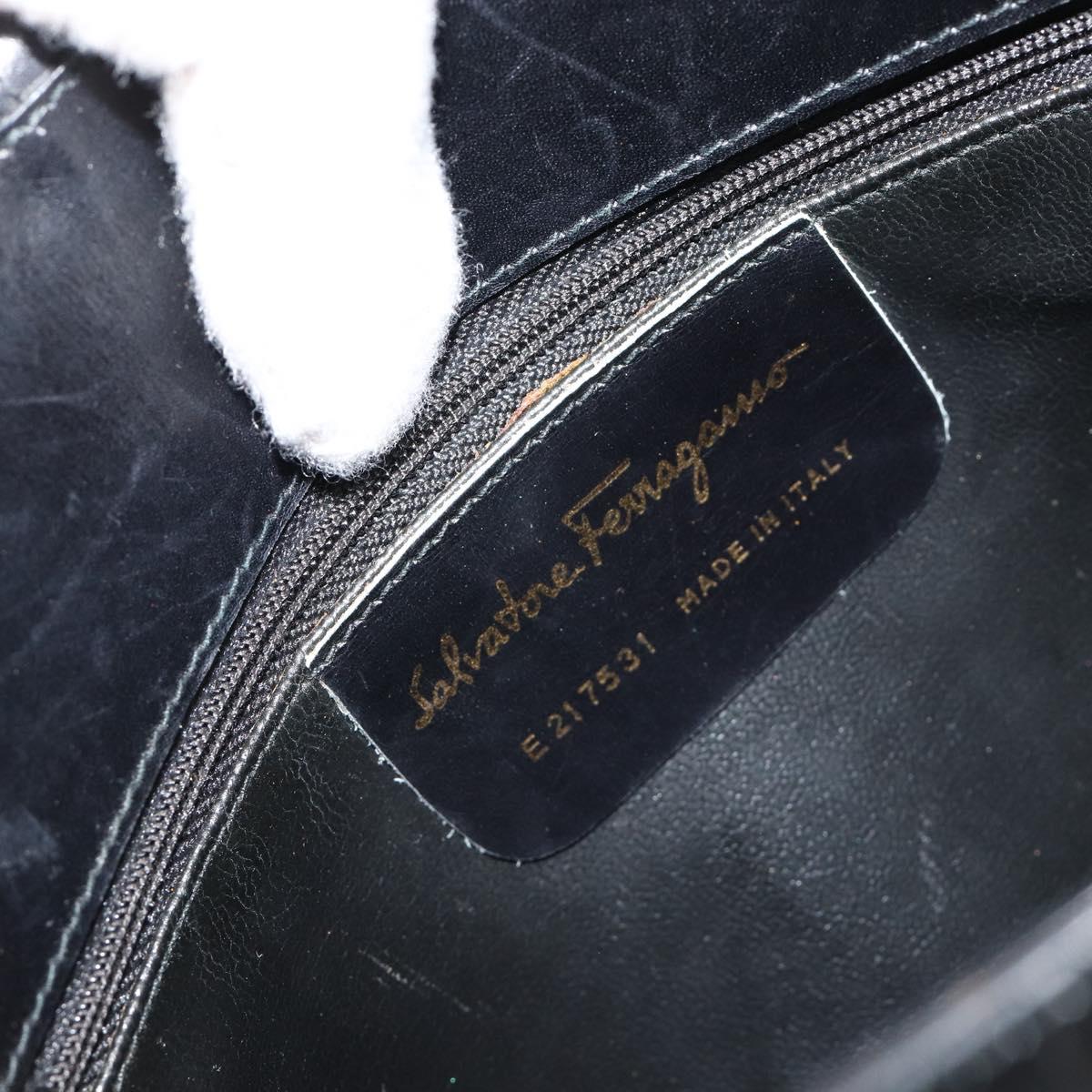 Salvatore Ferragamo Shoulder Bag Leather Black Gold Auth ka4575