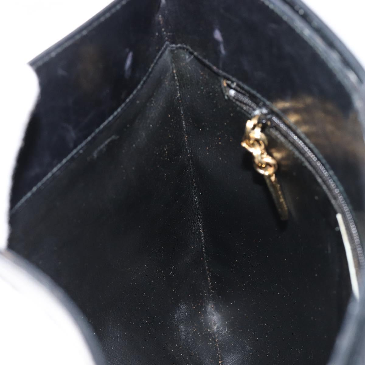 Salvatore Ferragamo Shoulder Bag Leather Black Gold Auth ka4575