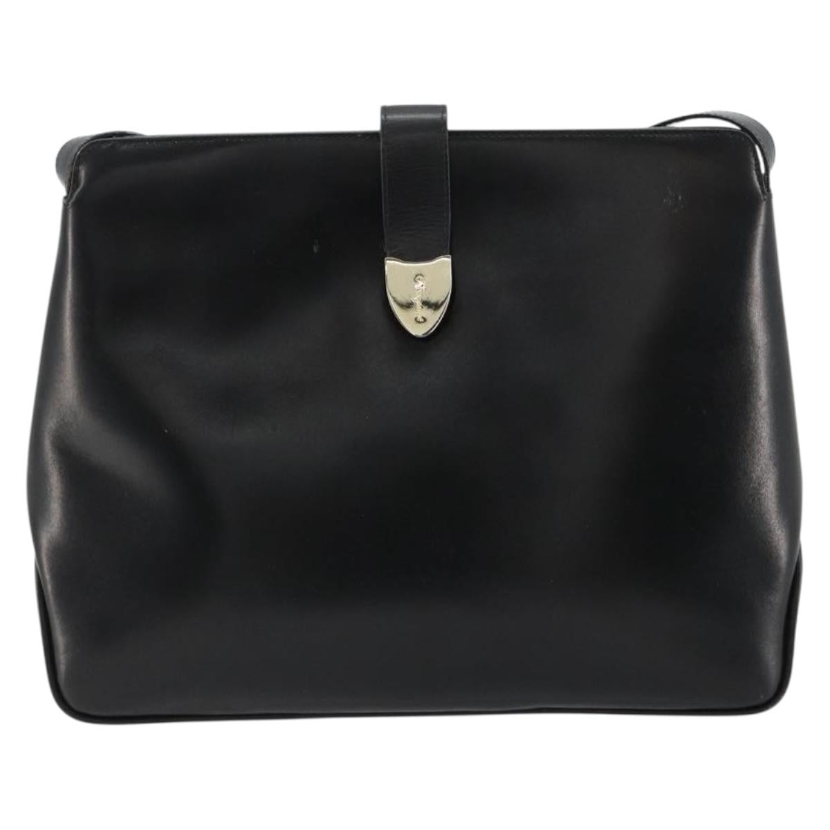 Salvatore Ferragamo Shoulder Bag Leather Black Gold Auth ka4575