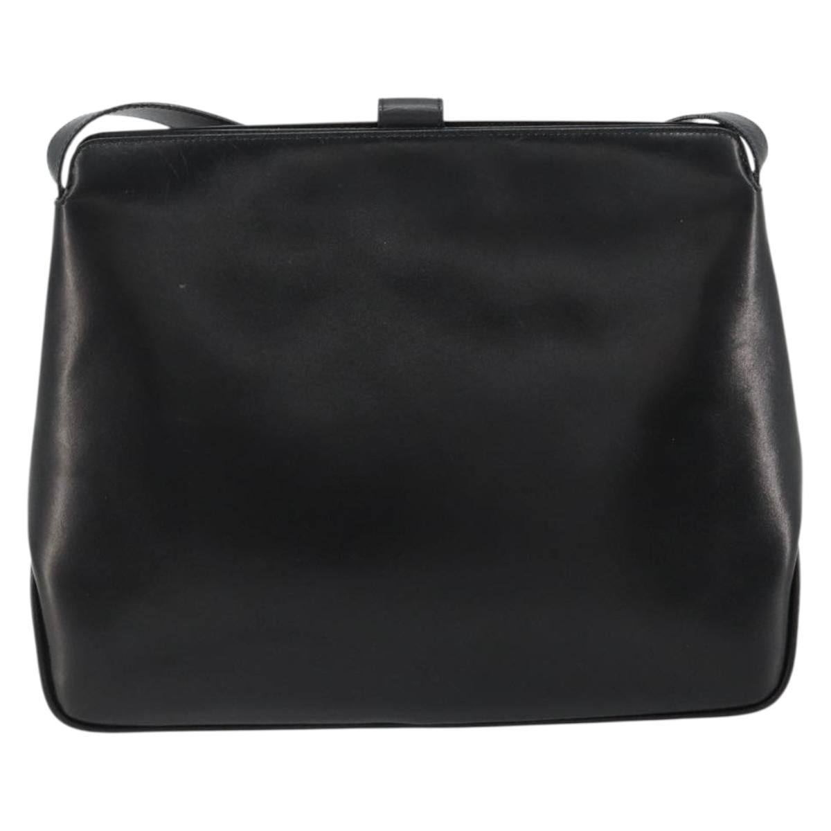 Salvatore Ferragamo Shoulder Bag Leather Black Gold Auth ka4575