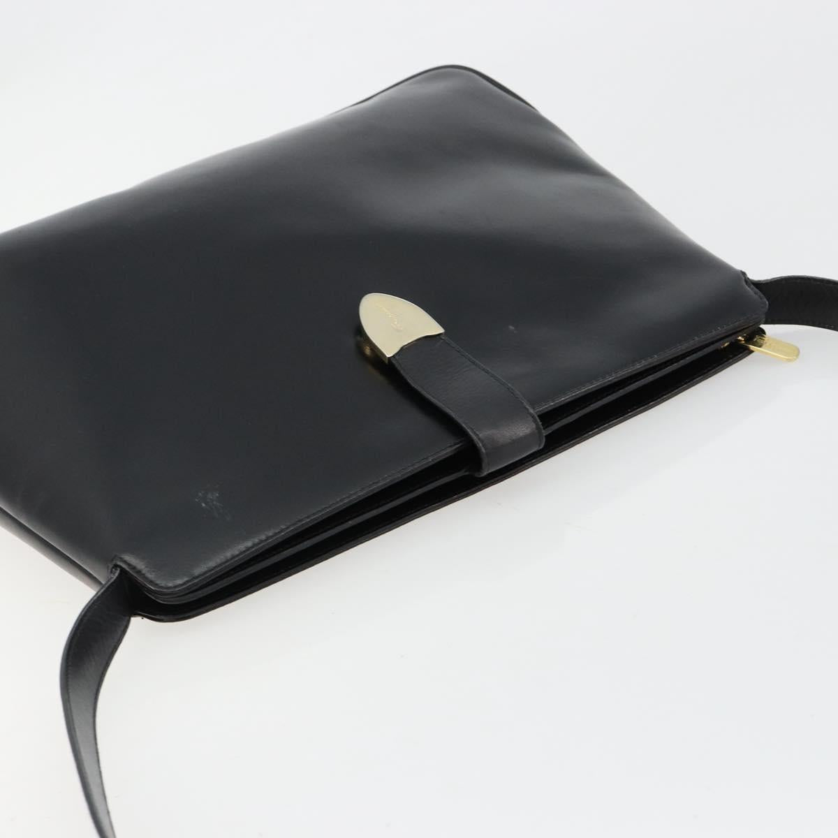 Salvatore Ferragamo Shoulder Bag Leather Black Gold Auth ka4575