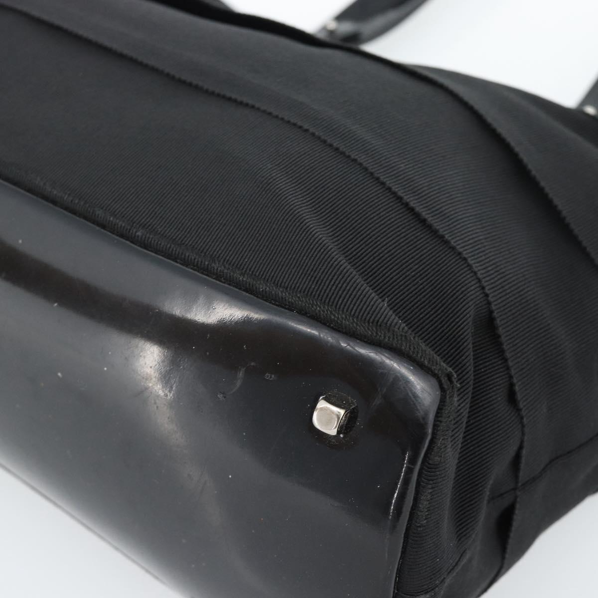 Salvatore Ferragamo Vala Hand Bag Canvas Black Silver Auth ka4576
