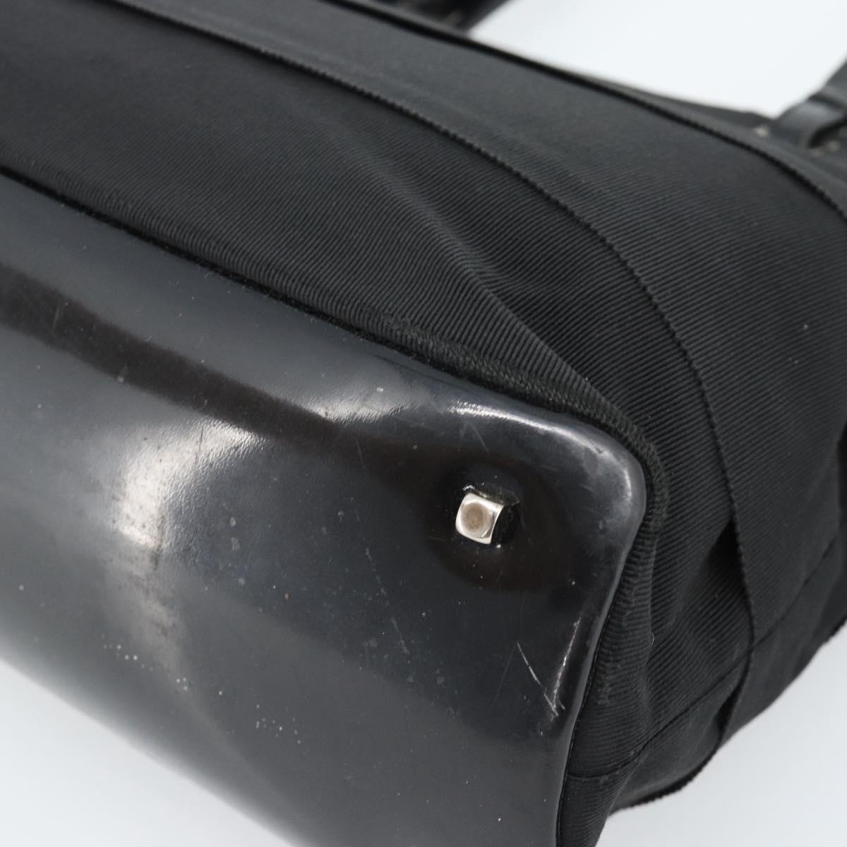 Salvatore Ferragamo Vala Hand Bag Canvas Black Silver Auth ka4576